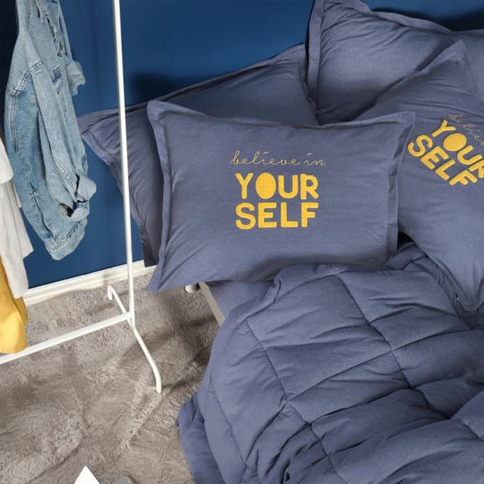 ست روتختی دونفره کاراجاهوم مدل ست Motto Cotton آبی — تصویر ۳