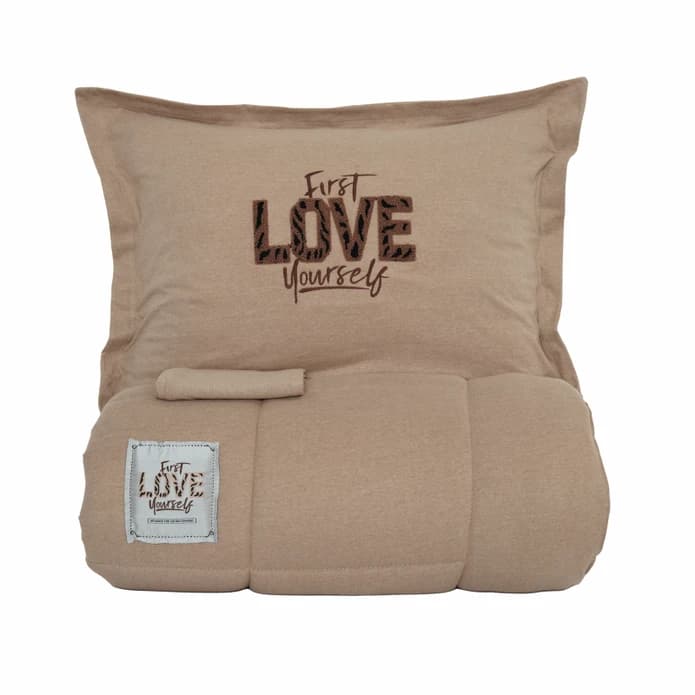 ست روتختی دونفره کاراجاهوم مدل ست Motto Cotton بژ — تصویر ۳