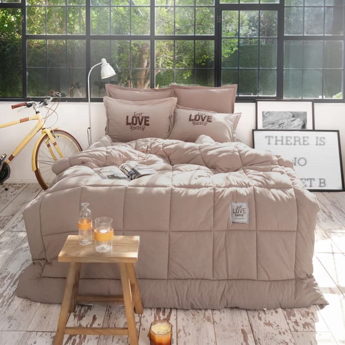 ست روتختی دونفره کاراجاهوم مدل ست Motto Cotton بژ