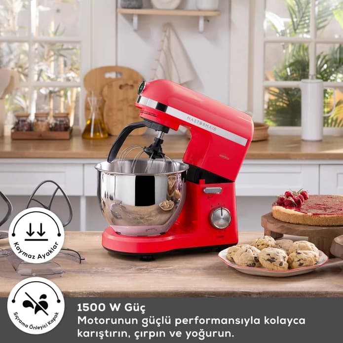 همزن کاسه ای حرفه ای کاراجا مدل Mastermaid chef pro çift قرمز