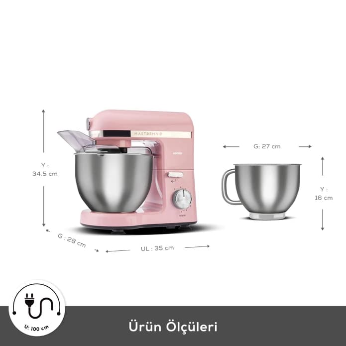 همزن کاسه ای حرفه ای کاراجا مدل Mastermaid chef pro çift صورتی — تصویر ۴