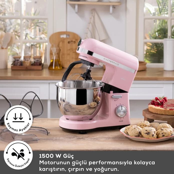 همزن کاسه ای حرفه ای کاراجا مدل Mastermaid chef pro çift صورتی