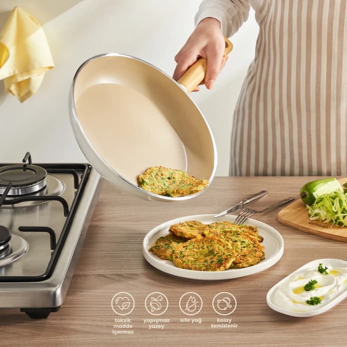 ماهیتابه امسان مدل Swiss Crysta رنگ کرم