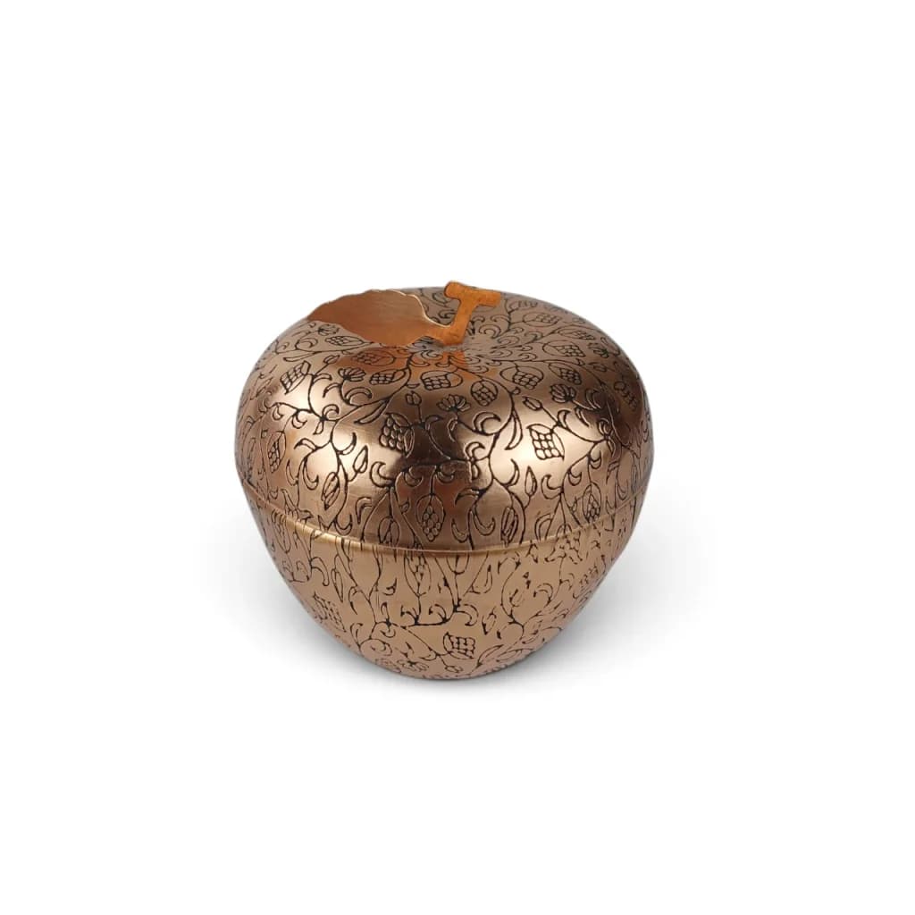 ظرف شکلات مسی حکاکی طرح سیب کد PI5517 — تصویر ۵