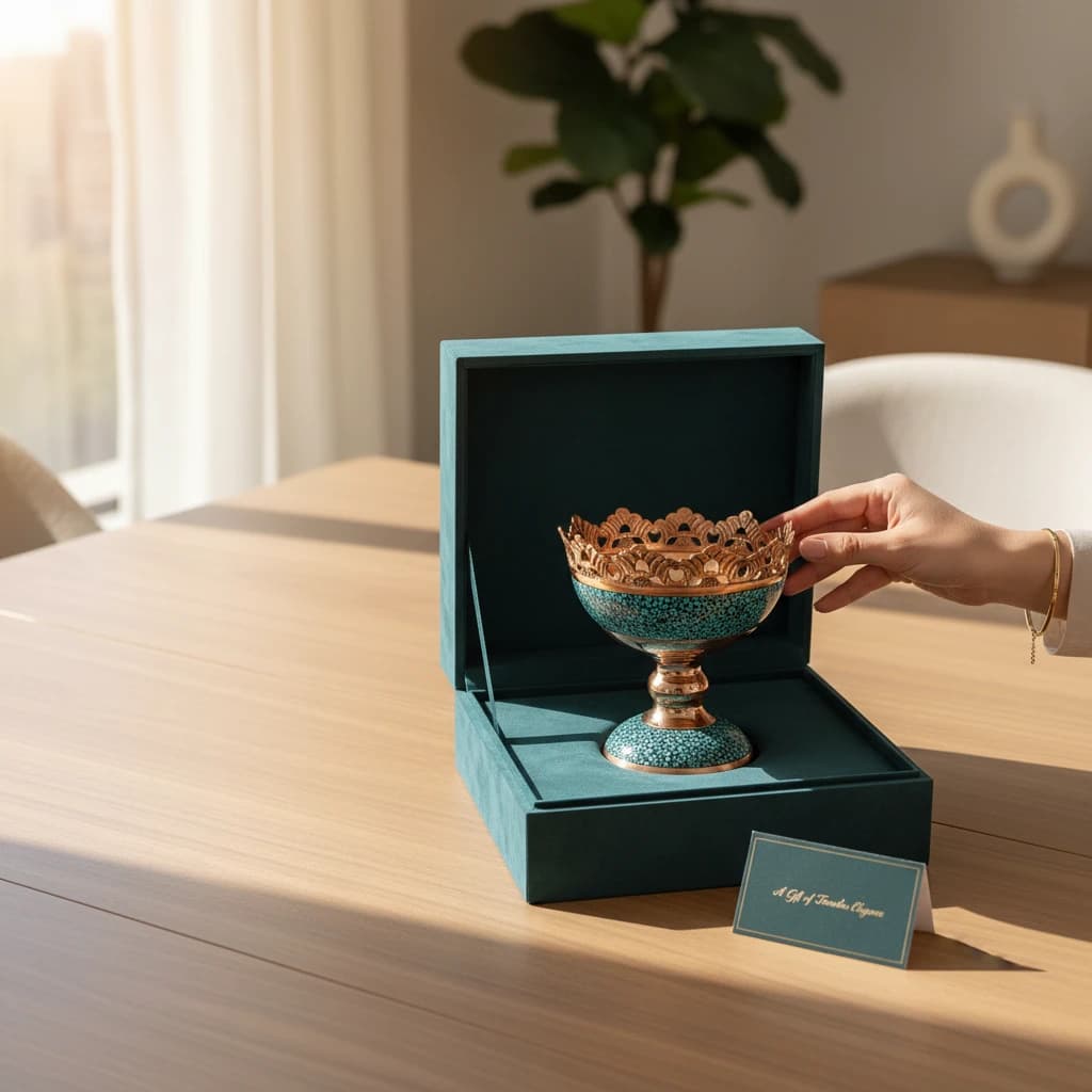 آجیل خوری مس فیروزه کوب کد PI5520 — تصویر ۴