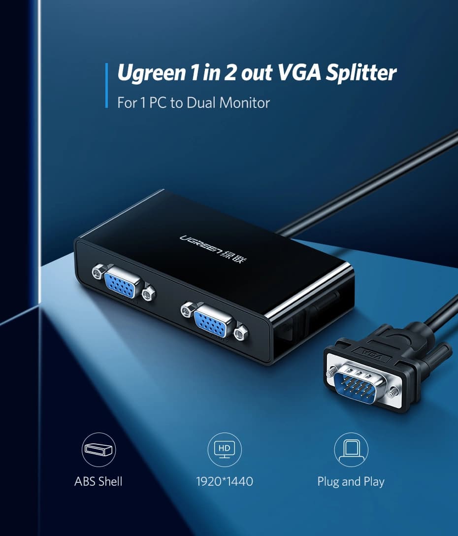 اسپلیتر VGA دو پورت یوگرین مدل 40254 — تصویر ۲