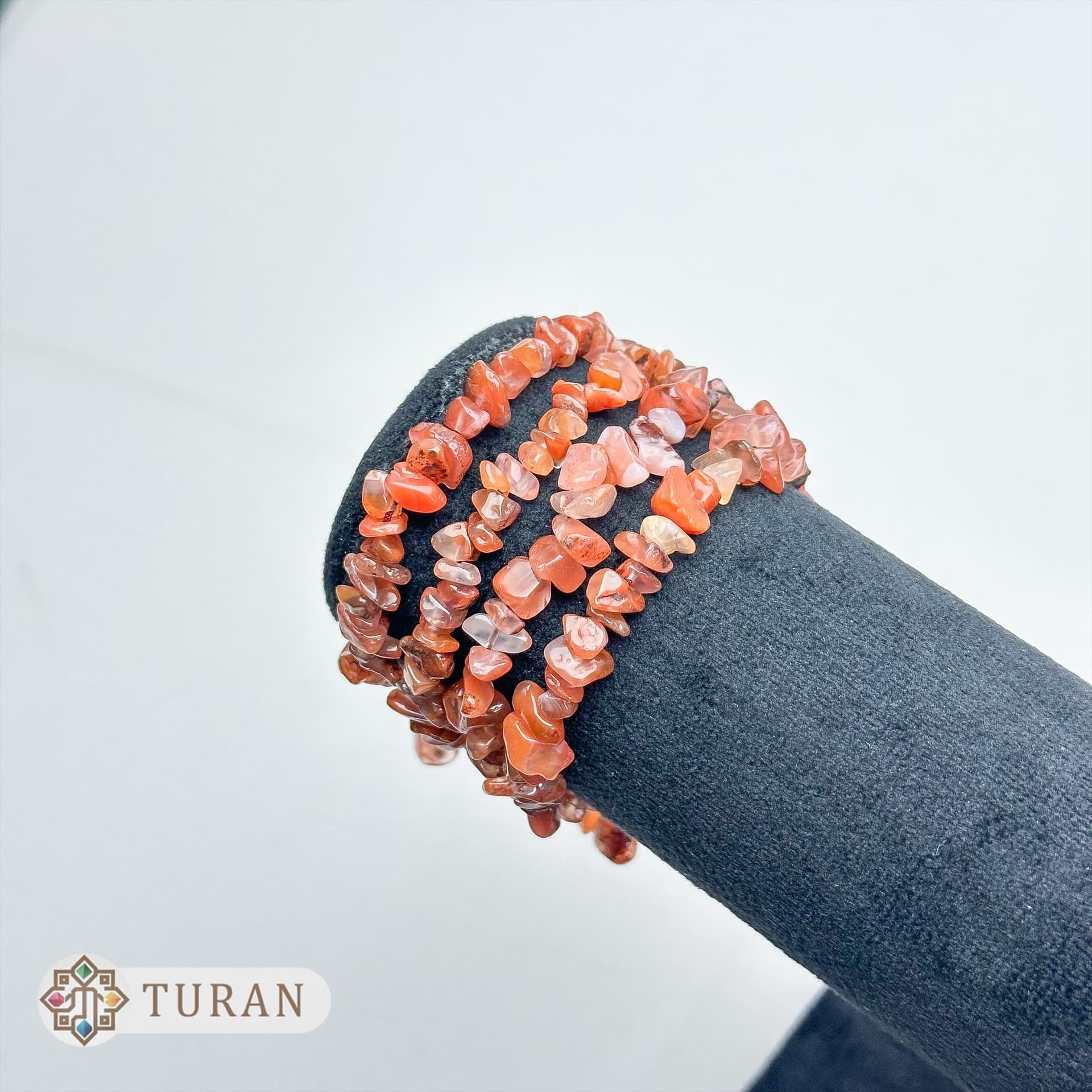 دستبند سنگ چیپسی کارنلین کاملا طبیعی