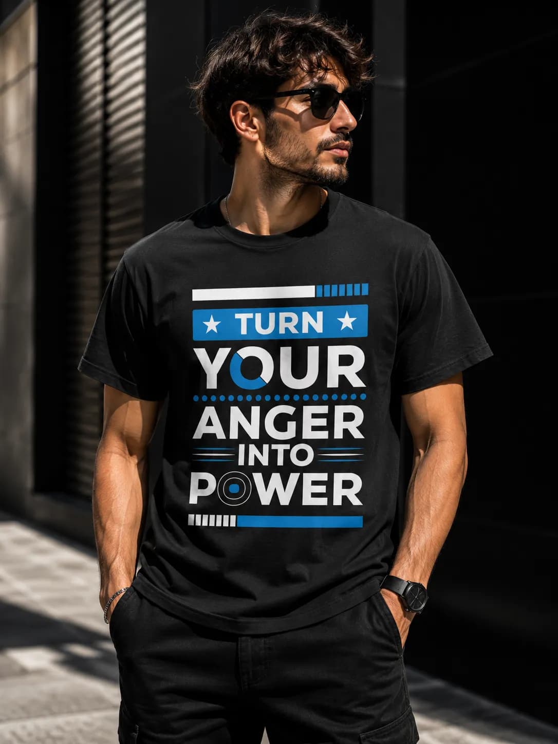 تی‌شرت آستین کوتاه مردانه طرح Turn Your Anger Into Power