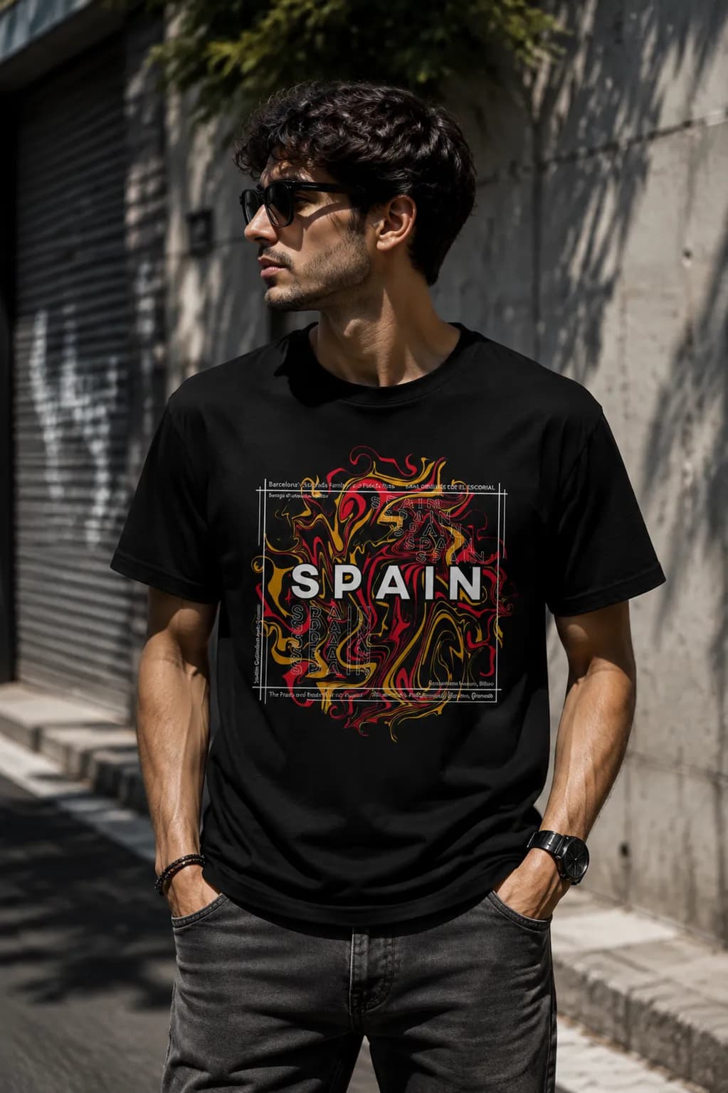 تی‌شرت آستین کوتاه مردانه طرح Spain