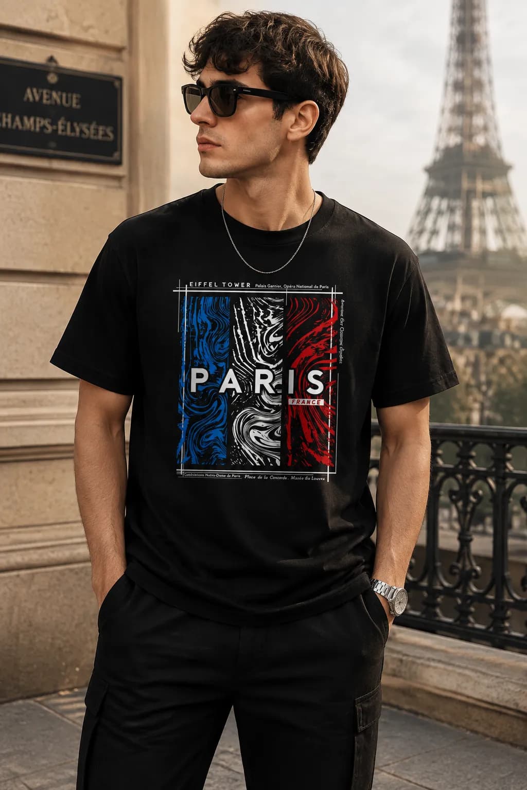 تی‌شرت آستین کوتاه مردانه طرح Paris France