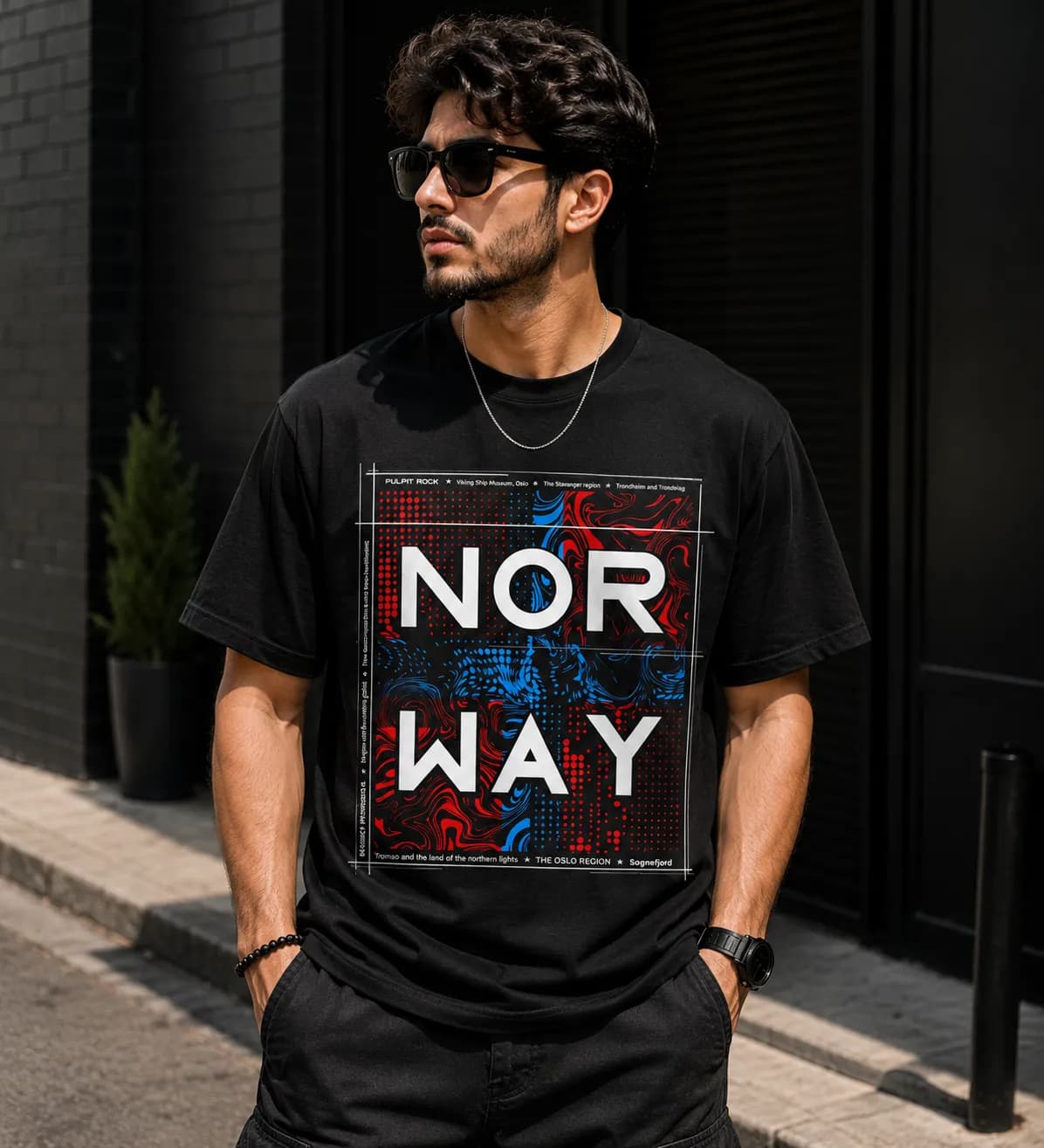 تی‌شرت آستین کوتاه مردانه طرح Norway