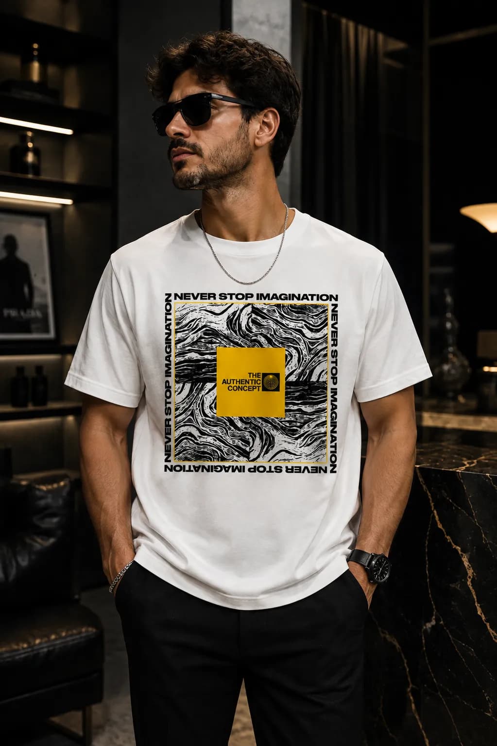 تی‌شرت آستین کوتاه مردانه طرح Never Stop Imagination