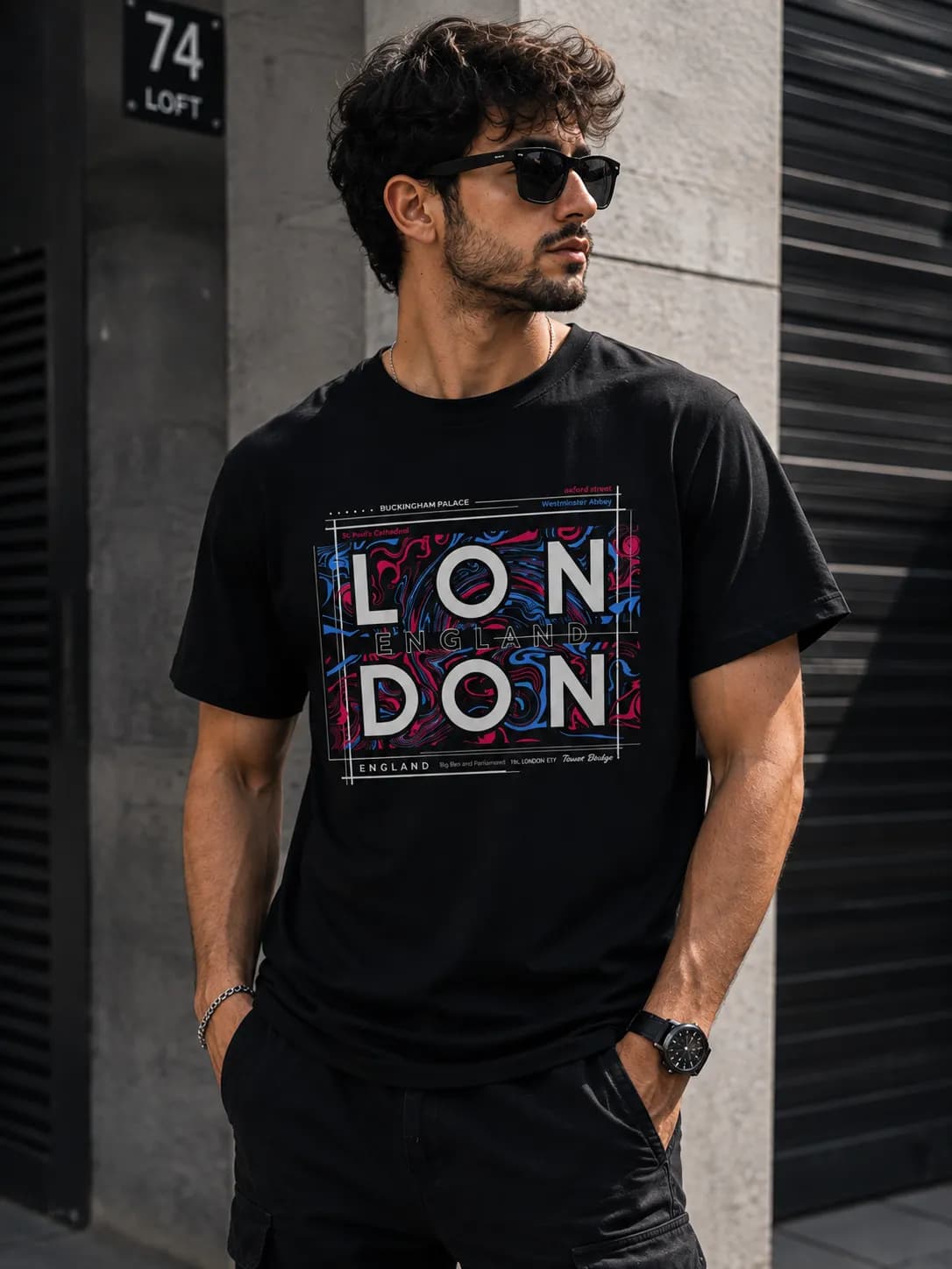 تی‌شرت آستین کوتاه مردانه طرح London England