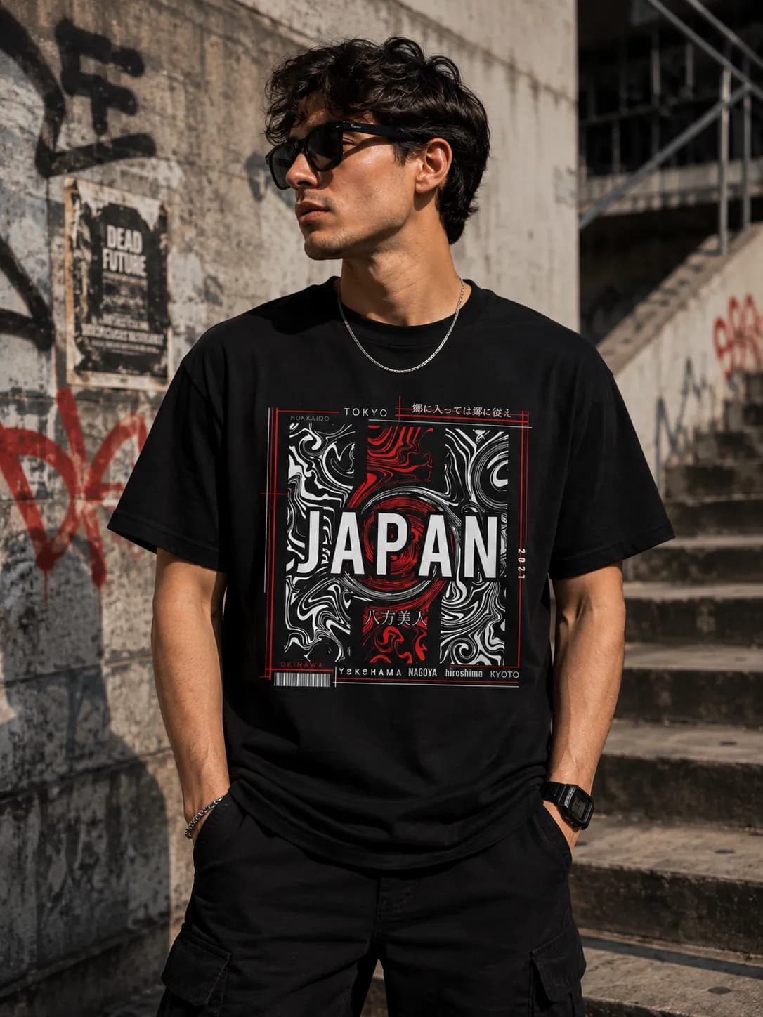 تی‌شرت آستین کوتاه مردانه طرح Japan