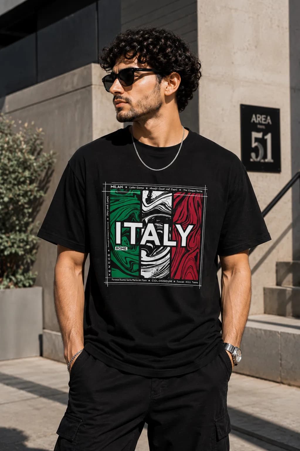 تی‌شرت آستین کوتاه مردانه طرح Italy