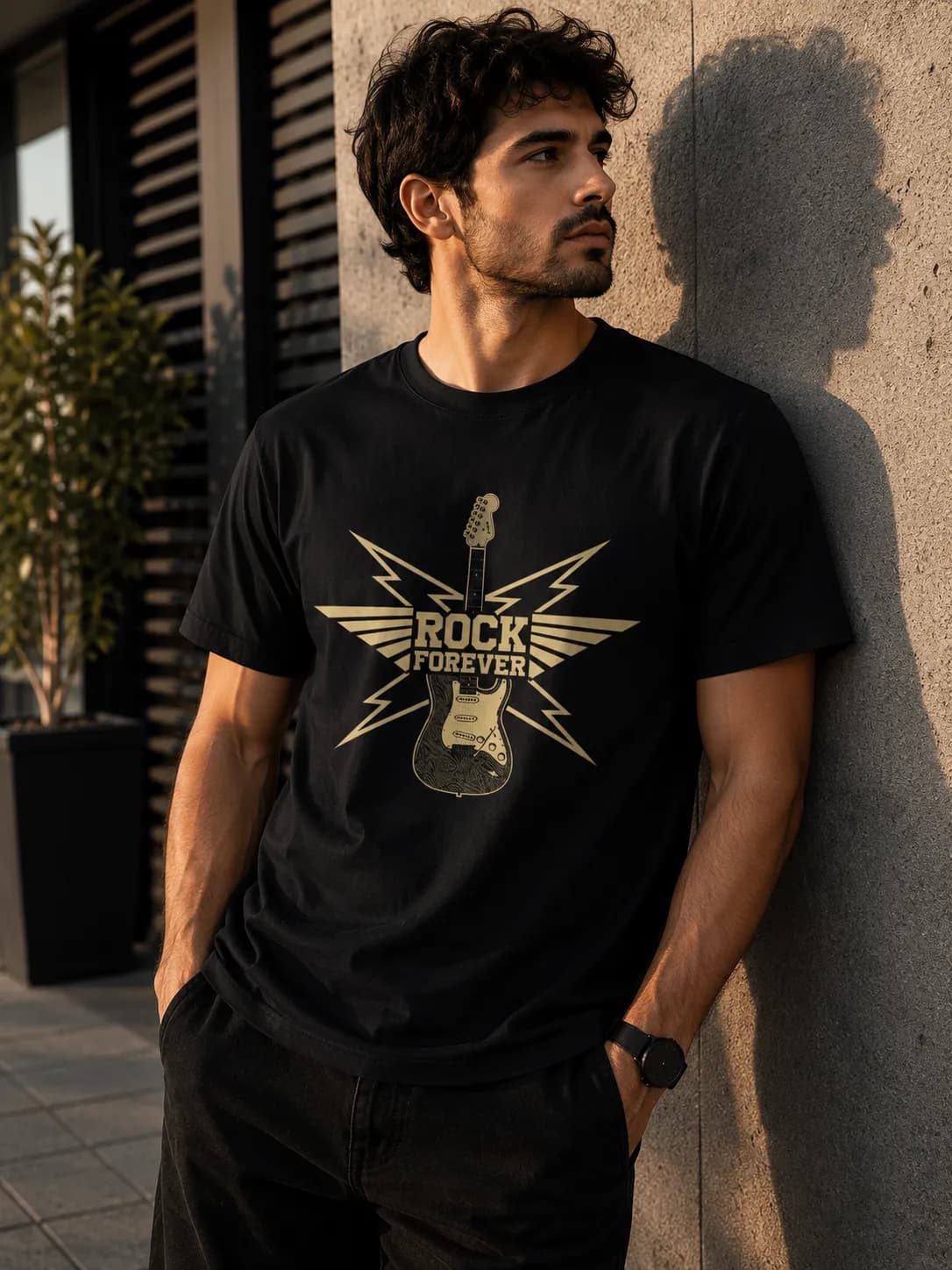 تی‌شرت آستین کوتاه مردانه طرح Rock Forever