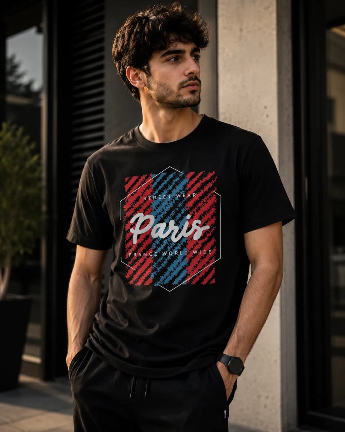 تی‌شرت آستین کوتاه مردانه طرح Paris Street Wear