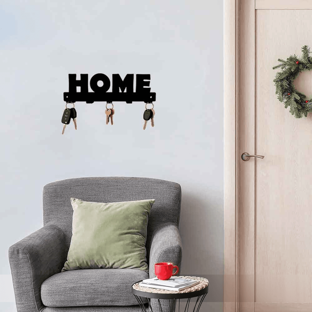 آویز دیواری کلید فلزی طرح HOME مدل PJ120