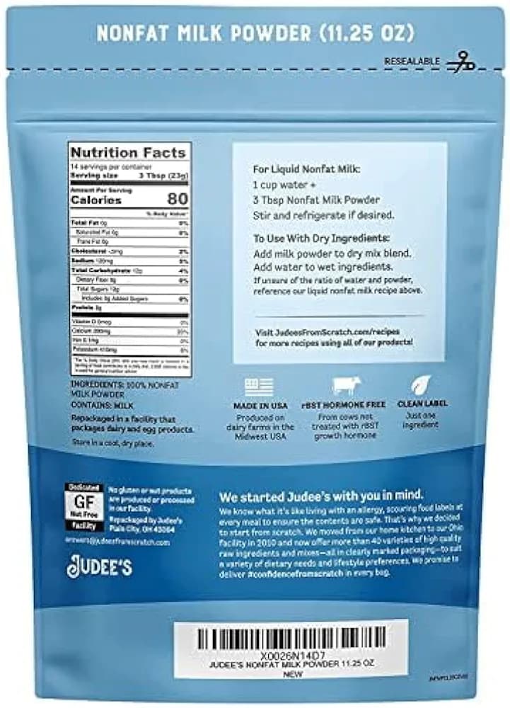 پودر شیر بدون چربی Judee’s | Nonfat Milk Powder اصل آمریکا — تصویر ۵