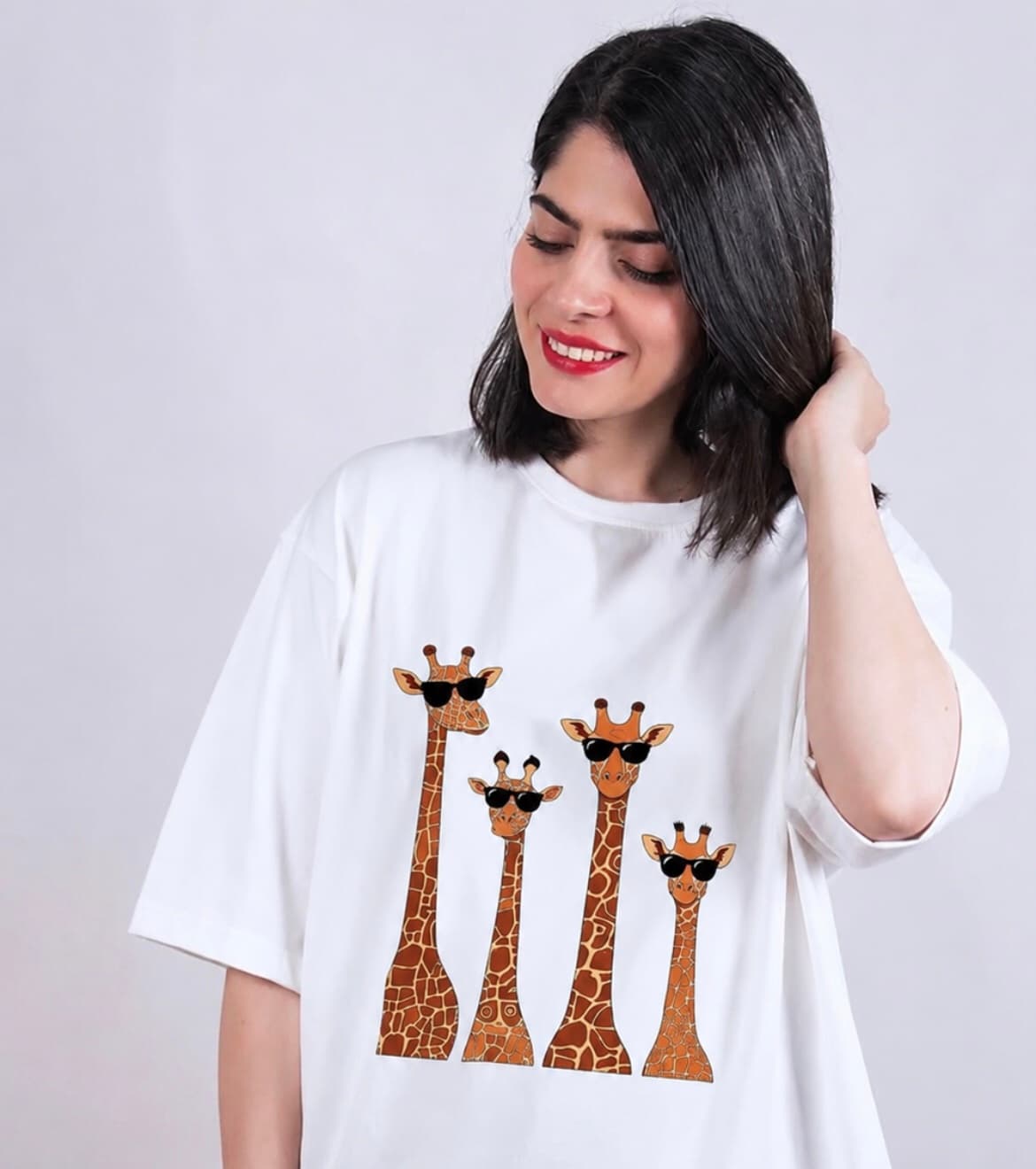 تیشرت باکسی زنانه مدل زرافه