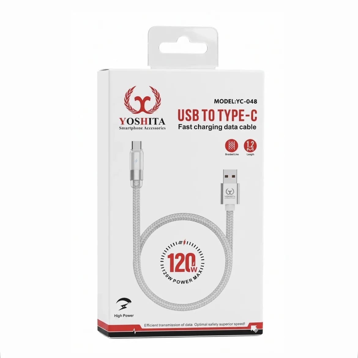 کابل تبدیل USB به Type-C یوشیتا (Yoshita) مدل YC-048 توان 120 وات طول 1.2 متر