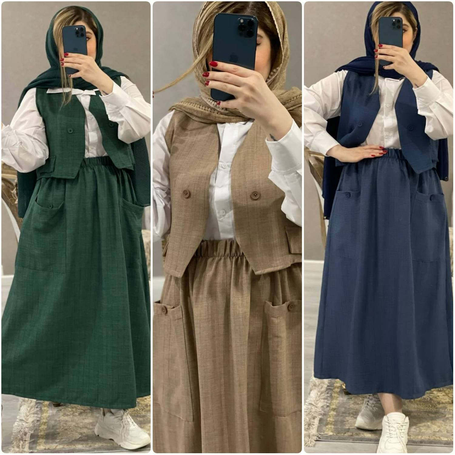 ست کت دامن 3 تیکه زنانه مدل مرسده