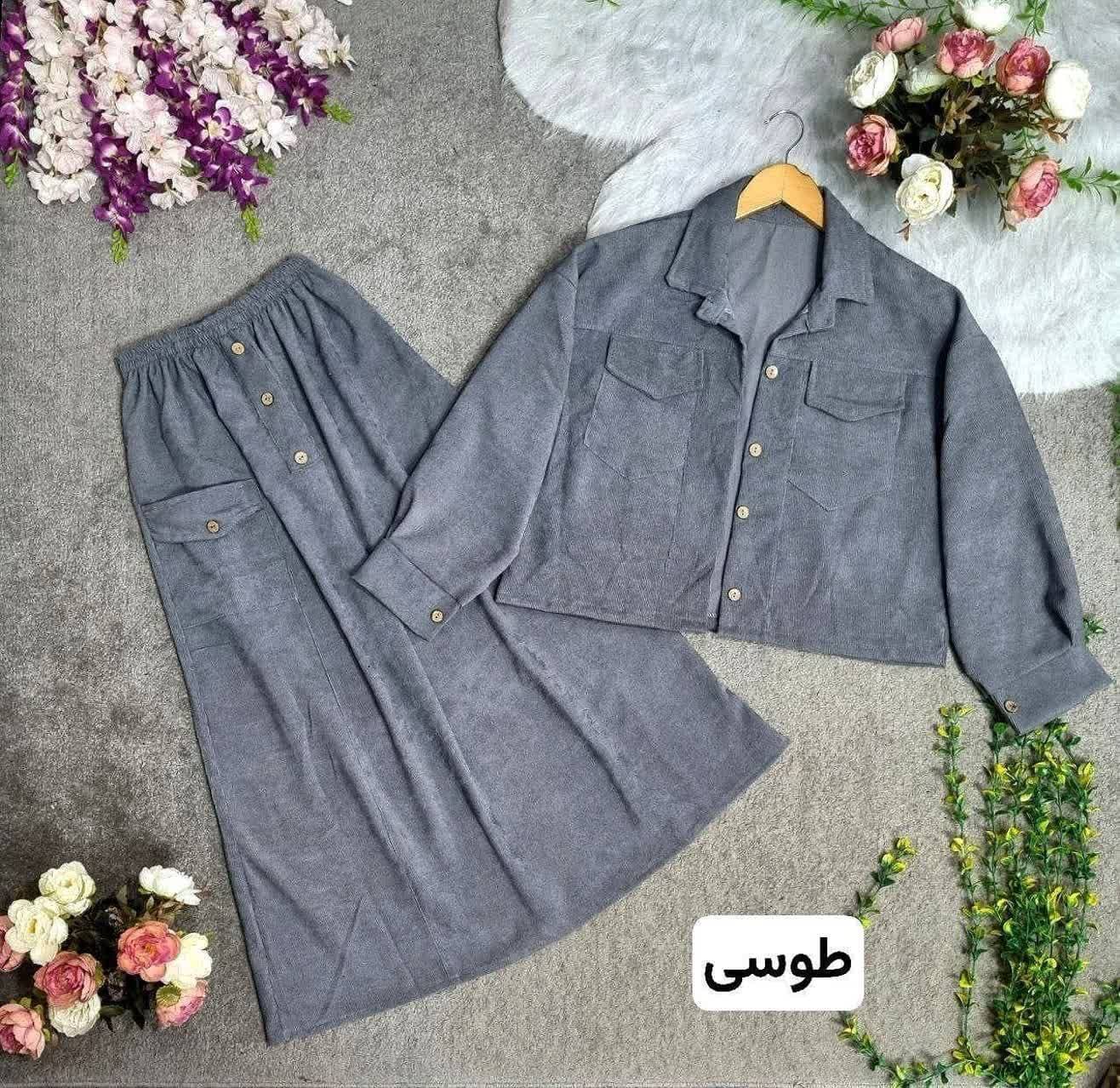 ست لباس زنانه مدل تندیس مخمل کبریتی — تصویر ۲