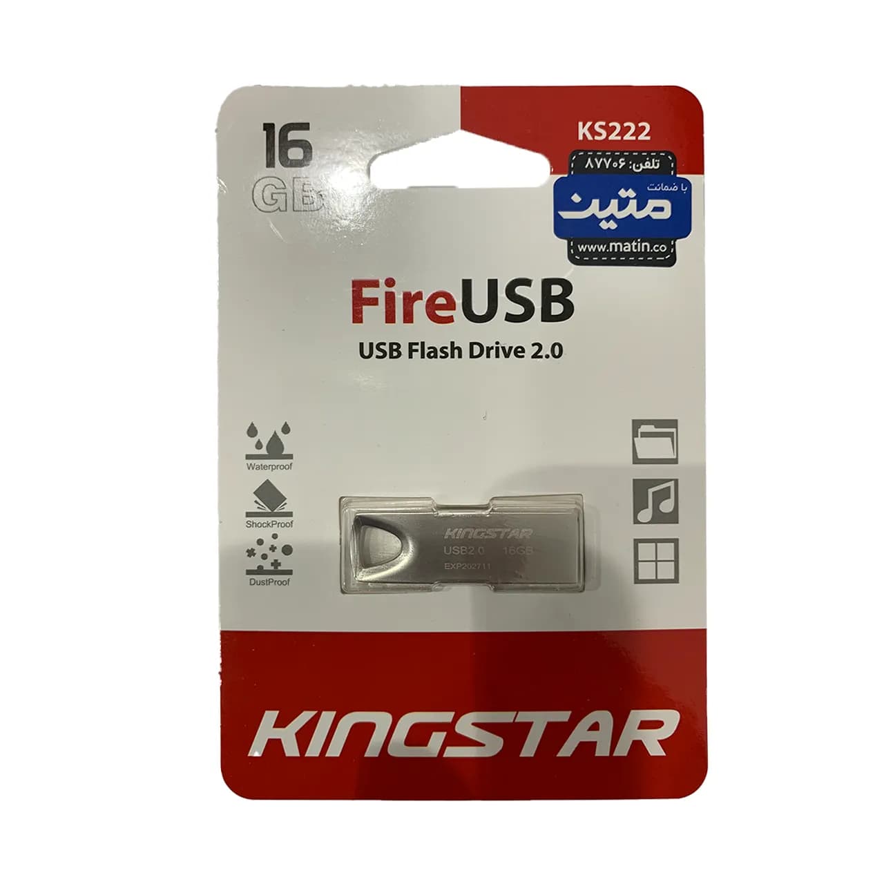 KingStar Fire KS222 USB2.0 Flash Memory-16GB – (گارانتی متین)