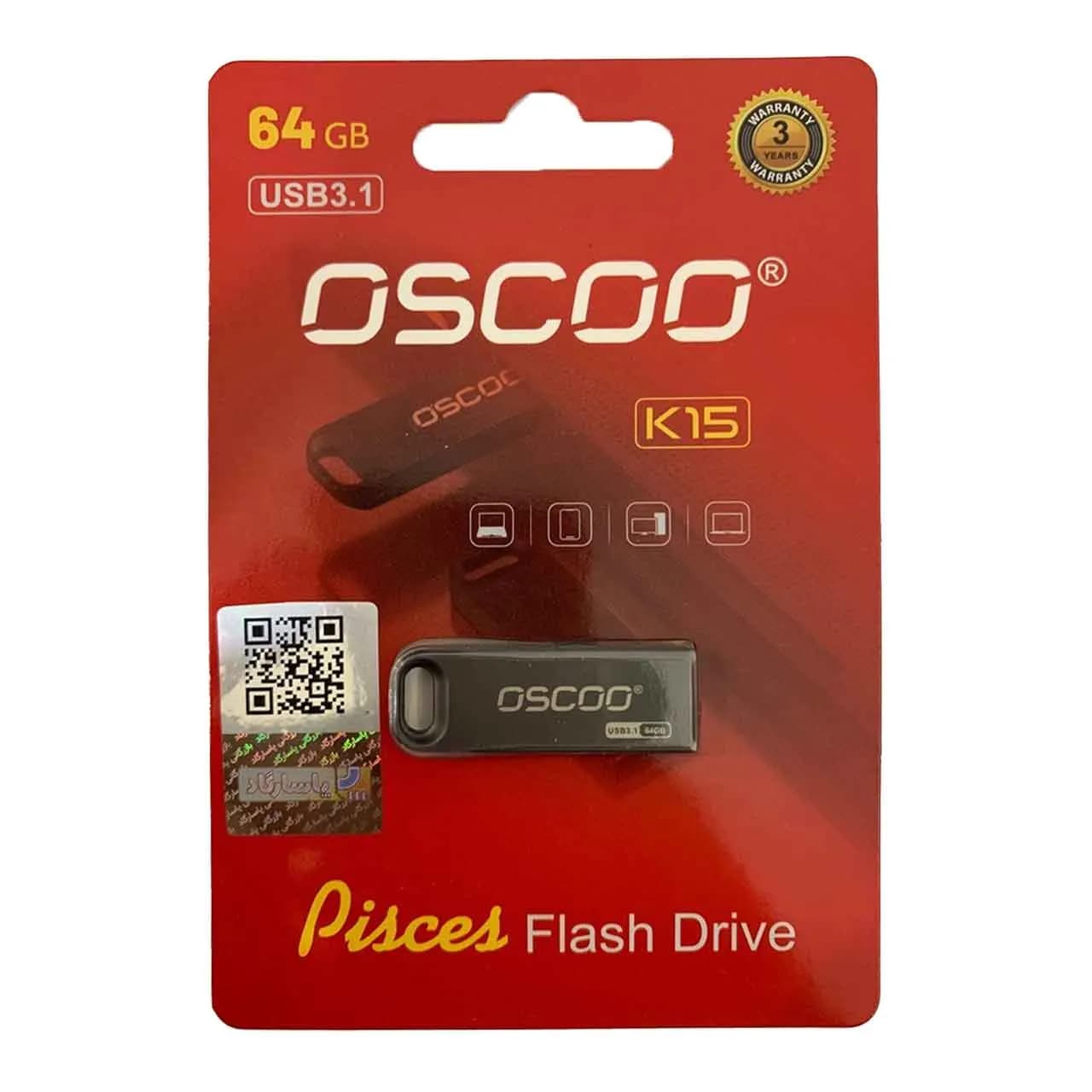 OSCOO k15 USB3.1 Flash Memory – 64GB (گارانتی پاسارگاد لایف تایم)