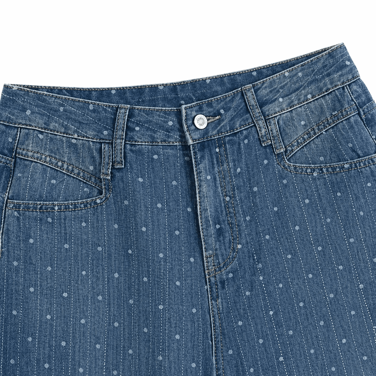 شلوار جین زنانه وایدلگ نگین دار MUMU Studded Washed Wide-Leg — تصویر ۴