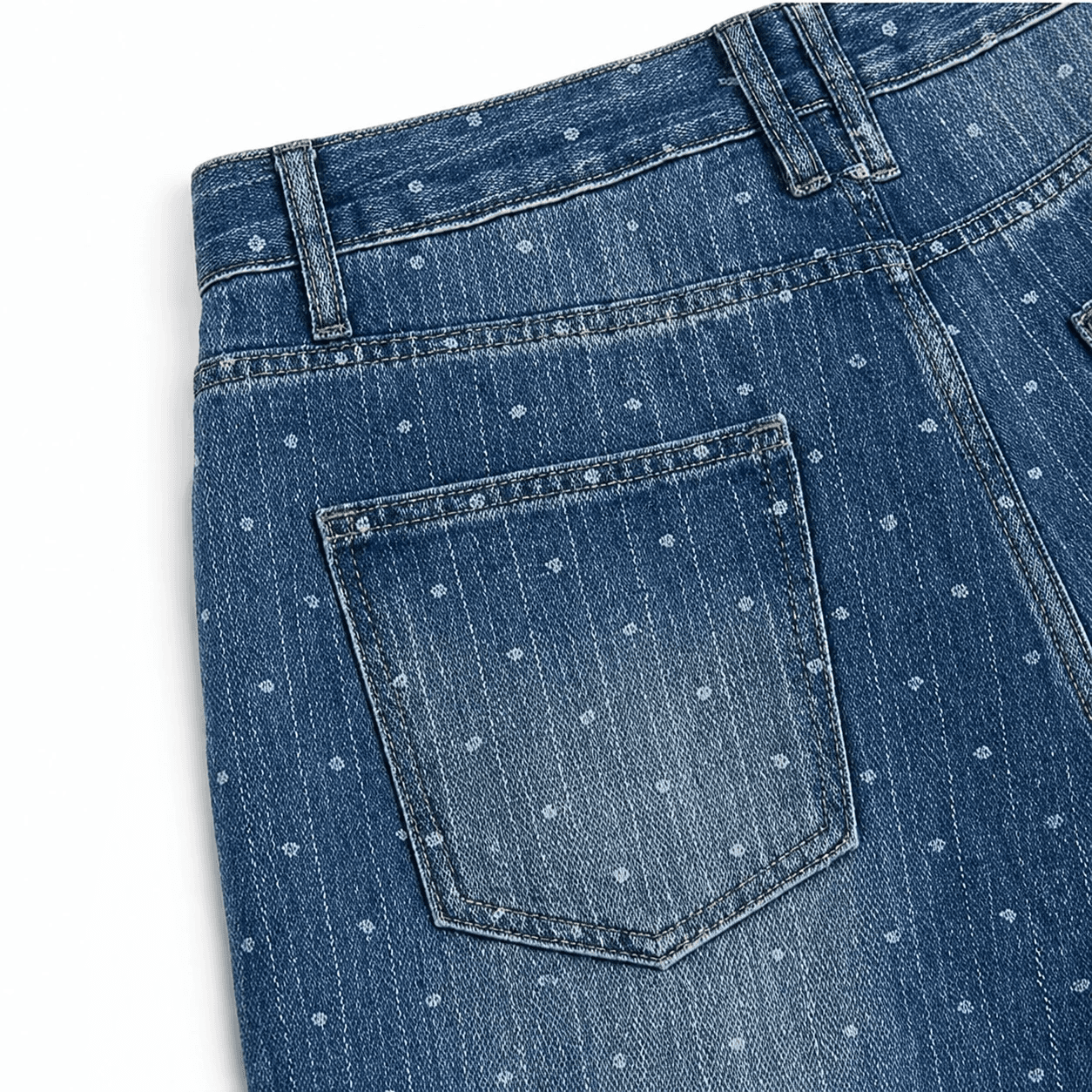 شلوار جین زنانه وایدلگ نگین دار MUMU Studded Washed Wide-Leg — تصویر ۳
