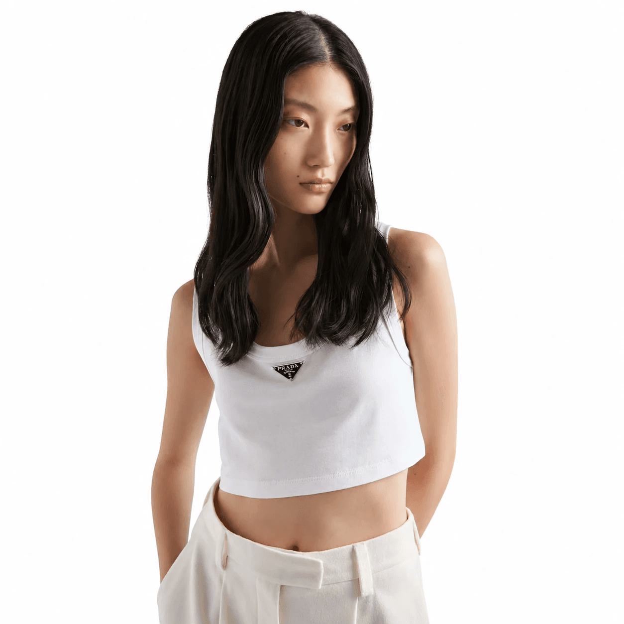 تاپ سفید پرادا زنانه | Prada Cropped Top — تصویر ۲