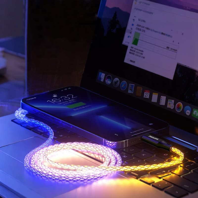 کابل تایپ سی فیلیپس DLC5130C | کابل RGB شارژ سریع 60 وات — تصویر ۵