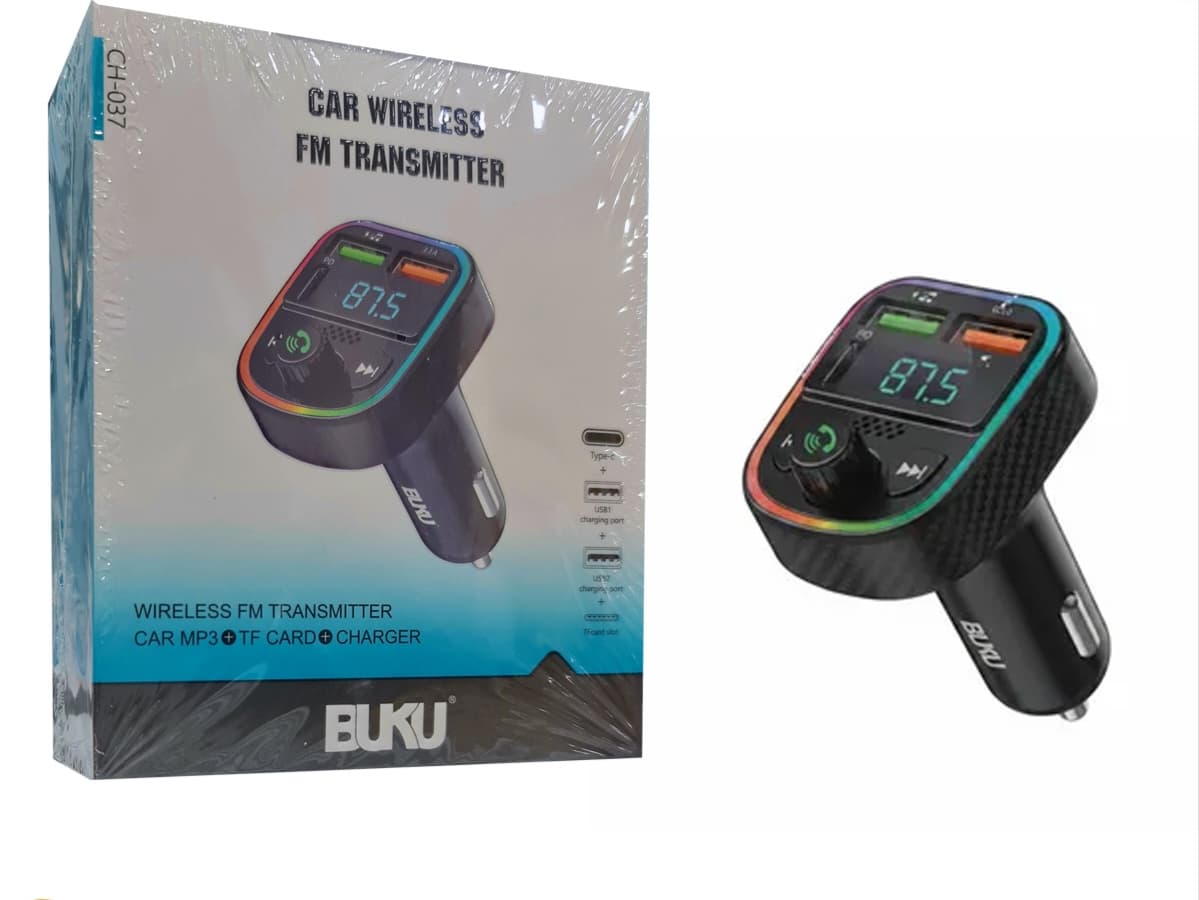 افام ترنسمیتر بلوتوثی ماشین BUKU مدل CH-037 | پخشکننده موسیقی و شارژر خودرو