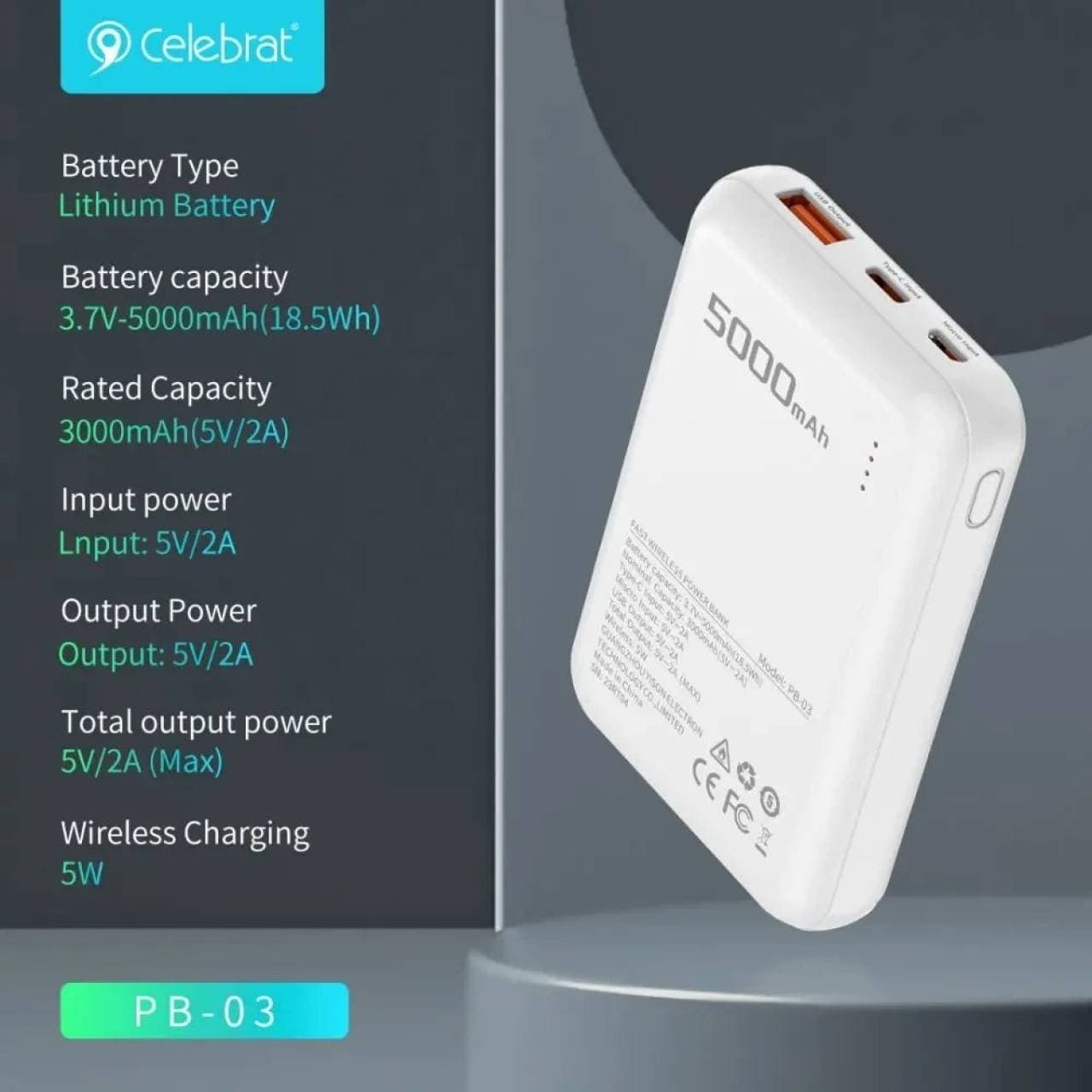 پاوربانک مگسیف 5000 سلبریت مدل PB03 — تصویر ۴