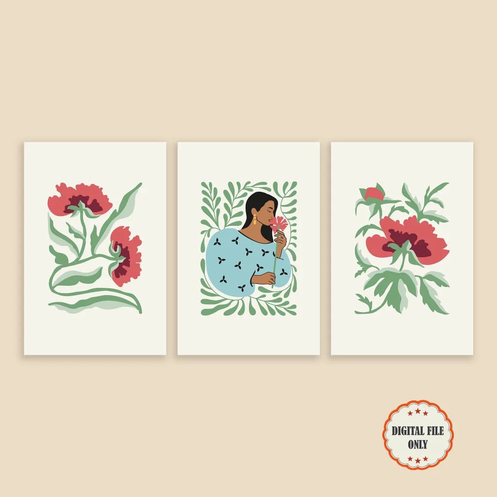 ست سه تایی پوسترهای دیجیتال مینیمال «فلورا» / FLORA Collection, Set of 3 — تصویر ۳