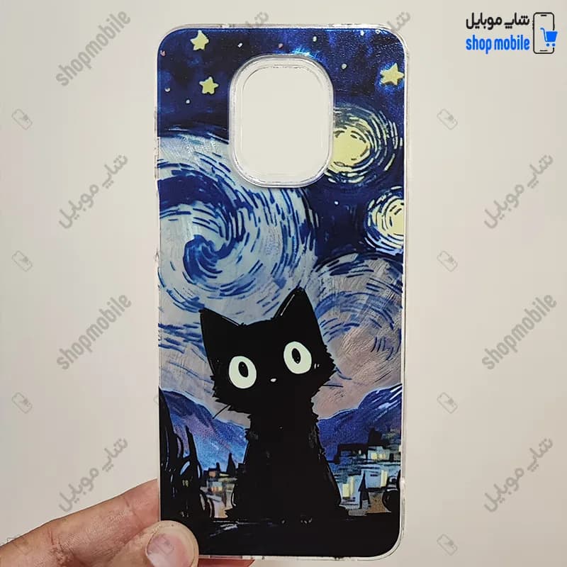 قاب گوشی شیائومی ردمی نوت 9S / نوت 9 پرو (کاور IMD براش طرح گربه سیاه)