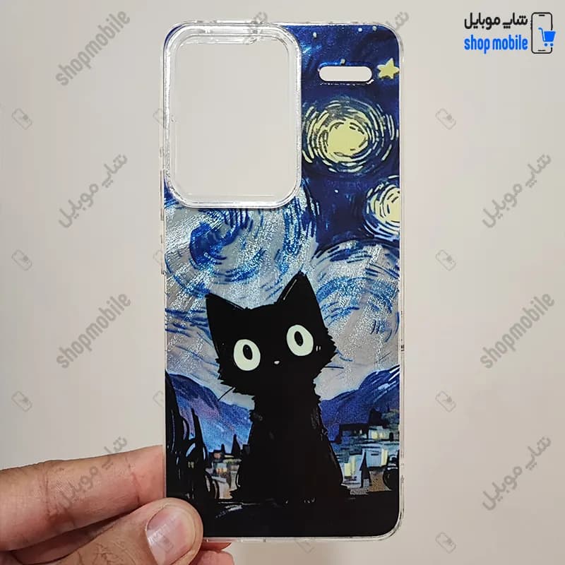 قاب گوشی شیائومی ردمی نوت 13 پرو پلاس 5G (کاور IMD براش طرح گربه سیاه)