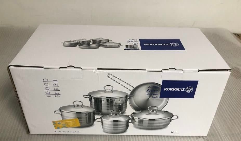 سرویس قابلمه استیل 9 پارچه کرکماز KORKMAZ مدل A_1600/1900 — تصویر ۲