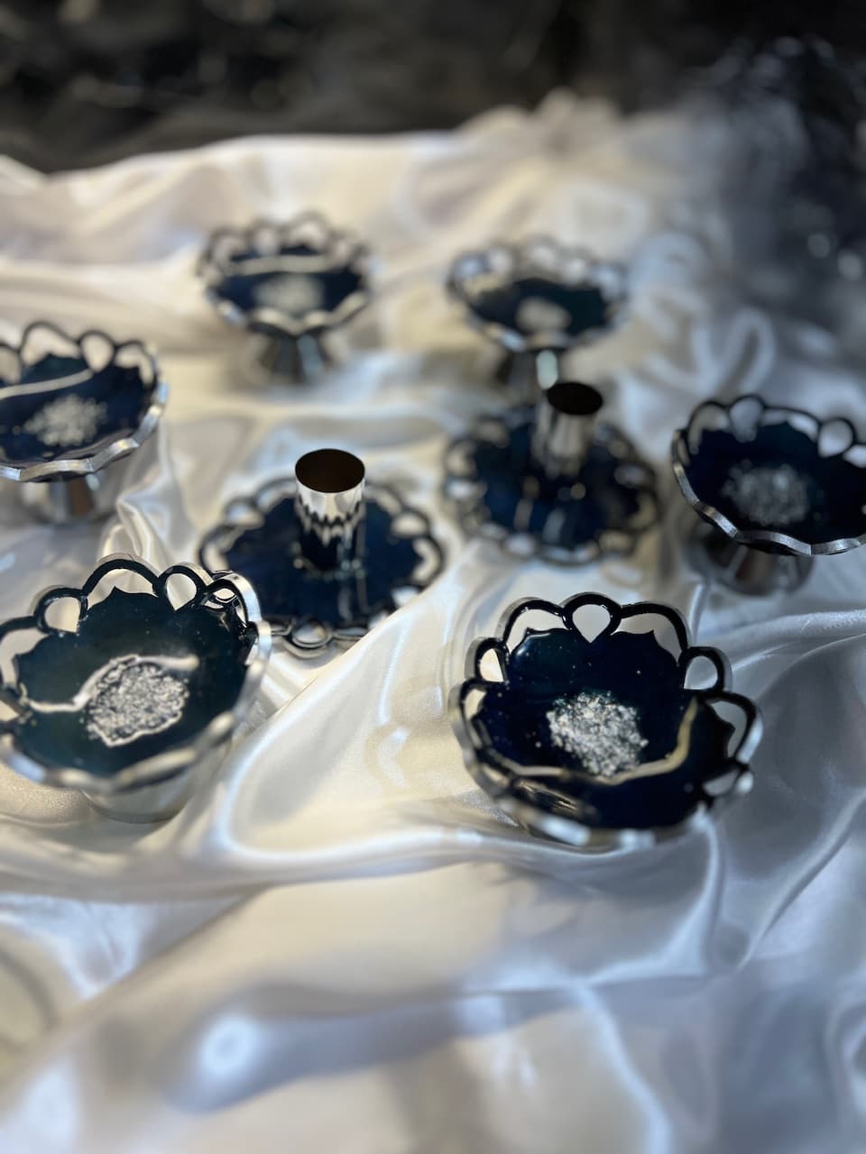 هفت سین رزینی طرح گل رنگ سورمه ای شاین