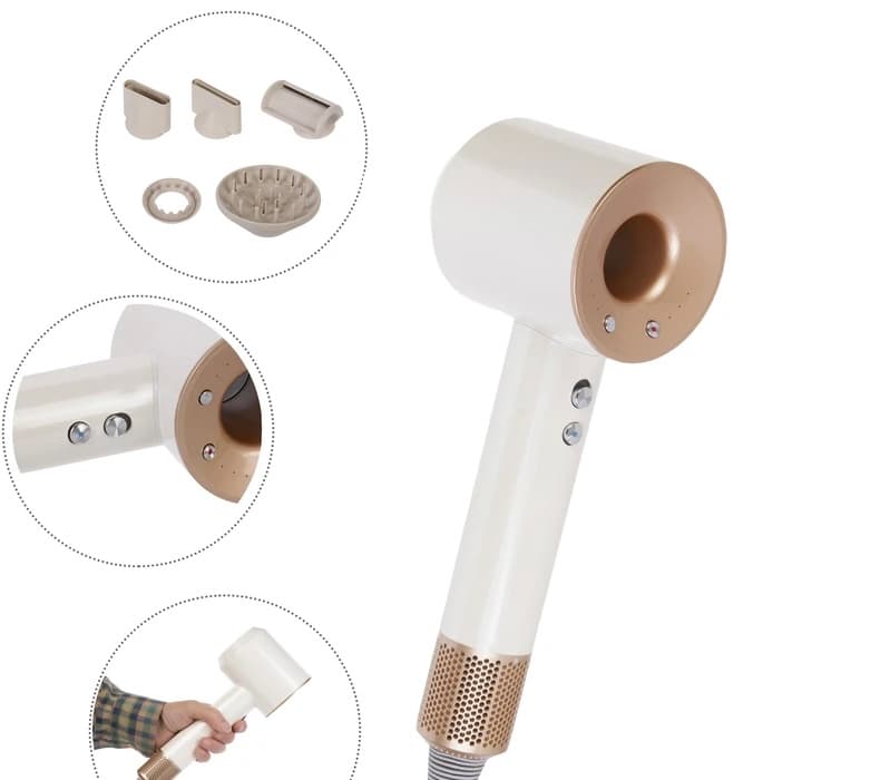 سشوار حلقه ای سوپر سونیک leafless hair dryer (5 سر) رنگ طلایی کرم