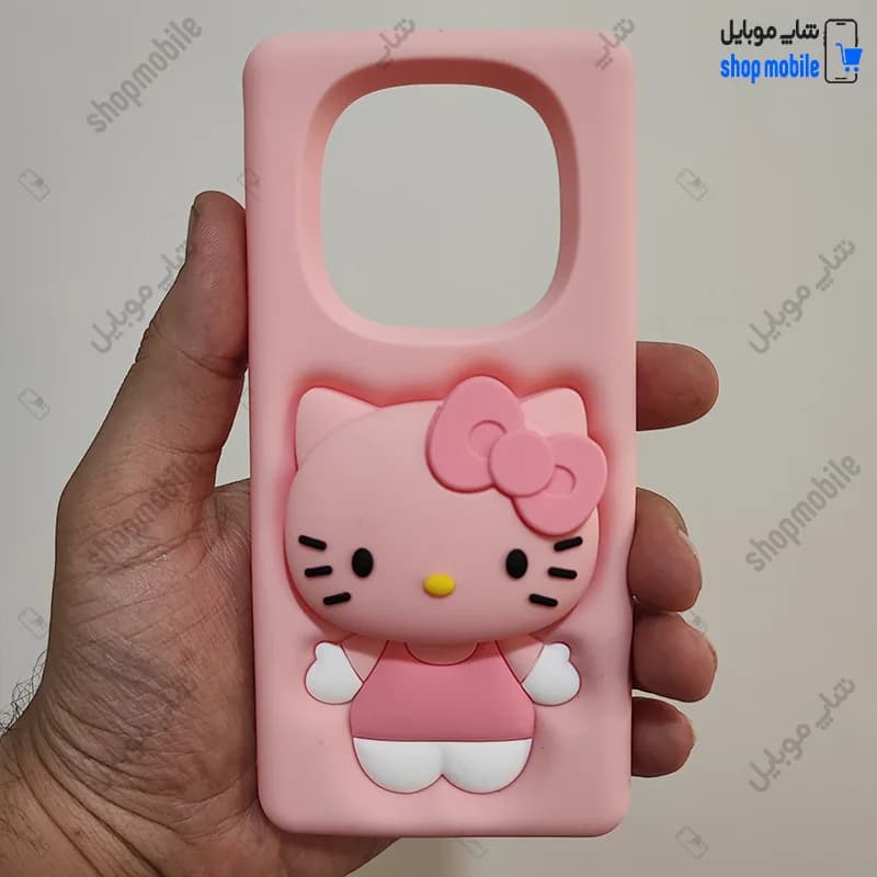 قاب گوشی شیائومی ردمی نوت 14 پرو 4G (کاور سیلیکونی پاک کنی مدل عروسکی کیوت پاپ سوکتی طرح Hello Kitty)