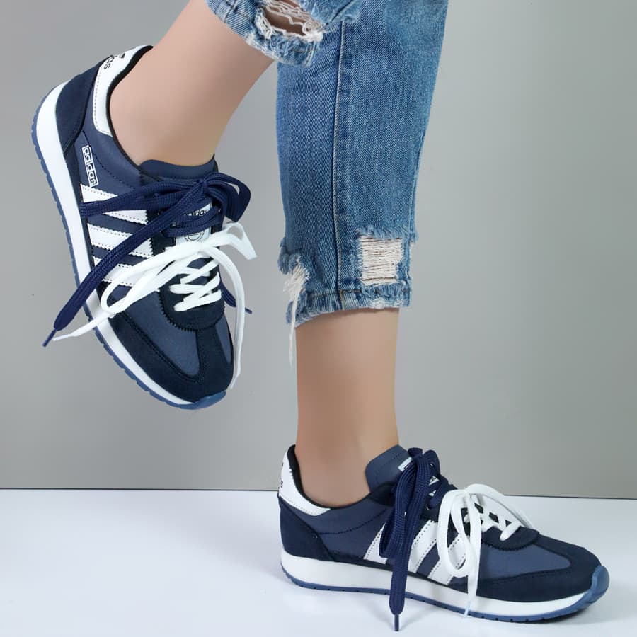 کتونی زنانه اسپرت مدل آدیداس دو بند adidas رنگ سرمه ای کد 02-744 — تصویر ۲