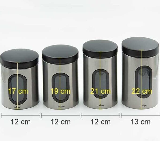 ظرف حبوبات در 4 سایز پنجره دار استیل یونیک UN-5990 — تصویر ۳