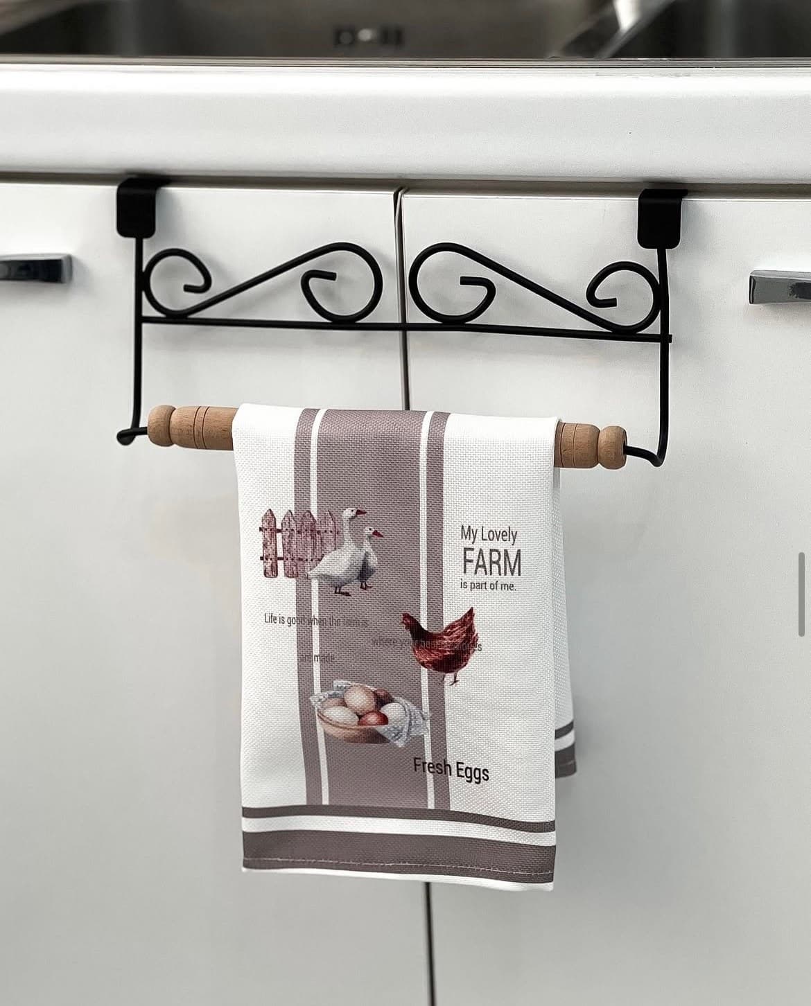 آویز حوله دسته چوبی پشت کابینتی
