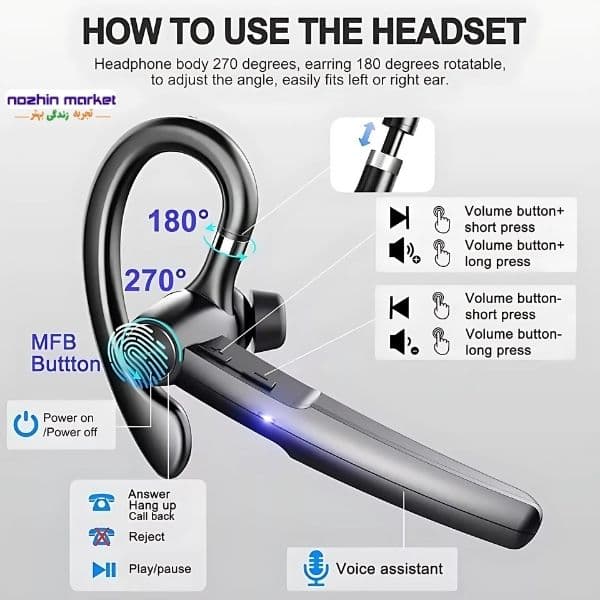 هدست بلوتوثی با میکروفون Ceppekyy مدل H03 — تصویر ۲