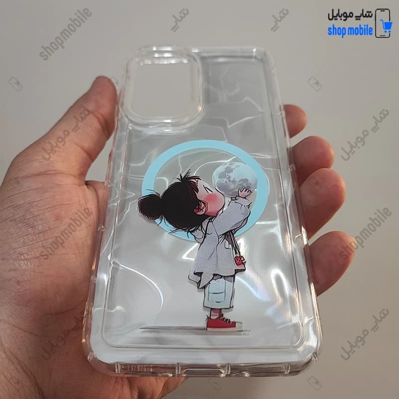 قاب گوشی سامسونگ گلکسی A22 4G / M32 4G (کاور ژله‌ای شفاف مدل فانتزی طرح دختر و ماه) — تصویر ۲