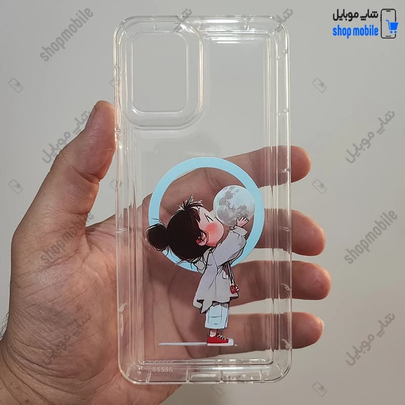 قاب گوشی سامسونگ گلکسی A22 4G / M32 4G (کاور ژله‌ای شفاف مدل فانتزی طرح دختر و ماه)