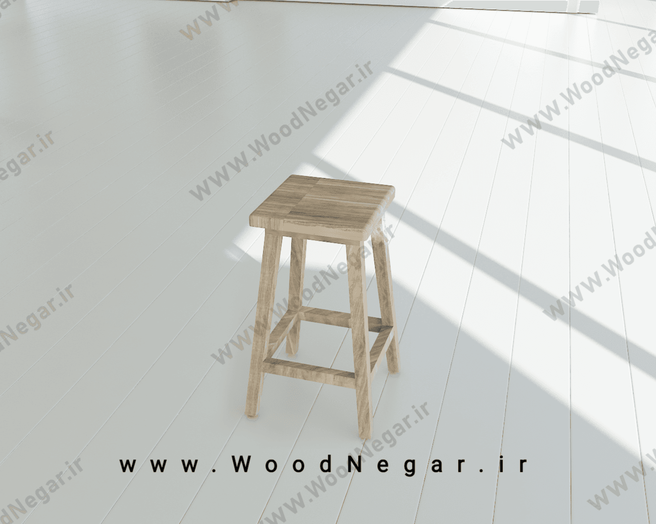 چهارپایه چوبی مدل آتلیه ای مدل Square 45 cm