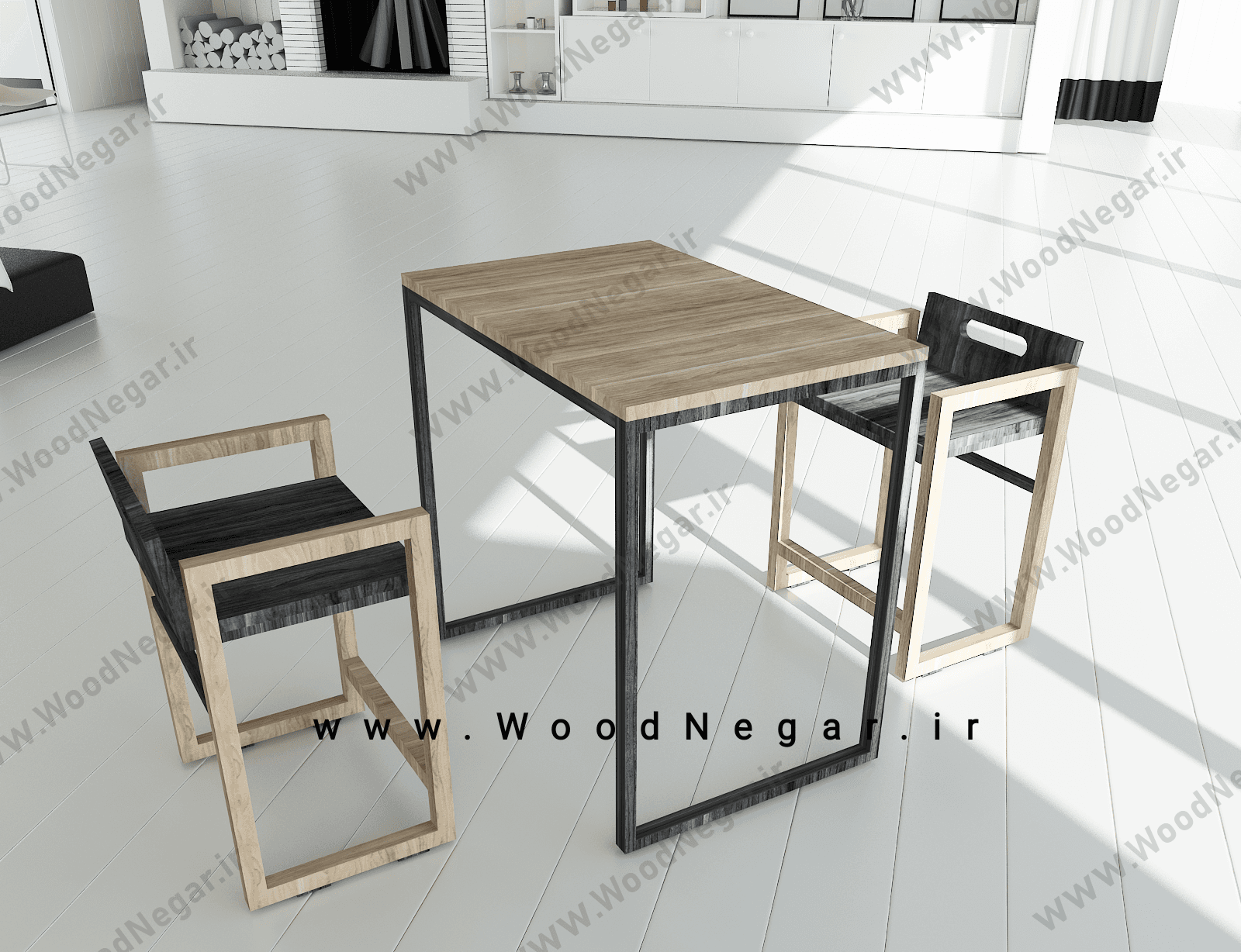 صندلی و میز کافه ای و آشپزخانه دو نفره چوبی سری Cubic Furniture